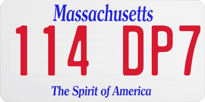 MA license plate 114DP7