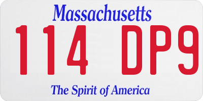 MA license plate 114DP9