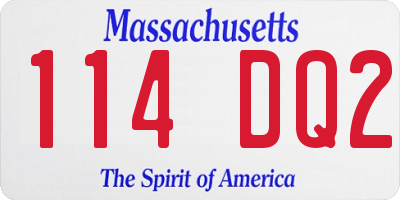 MA license plate 114DQ2