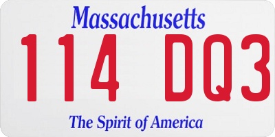 MA license plate 114DQ3