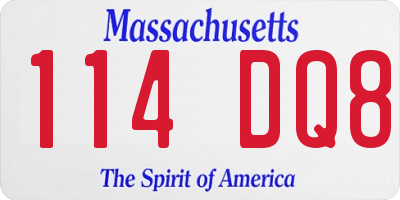 MA license plate 114DQ8