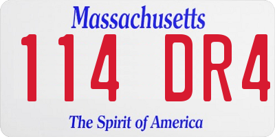 MA license plate 114DR4