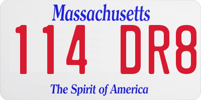 MA license plate 114DR8
