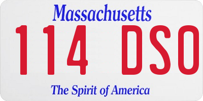 MA license plate 114DS0