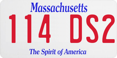MA license plate 114DS2