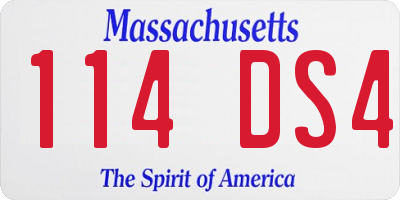 MA license plate 114DS4