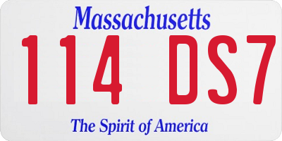 MA license plate 114DS7