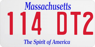MA license plate 114DT2