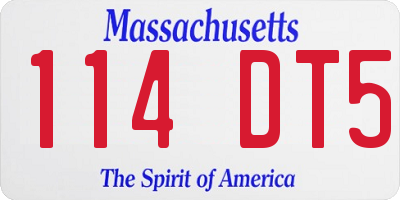 MA license plate 114DT5
