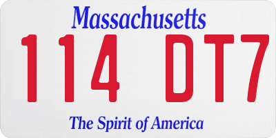 MA license plate 114DT7
