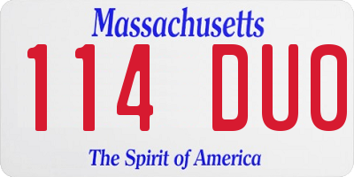 MA license plate 114DU0