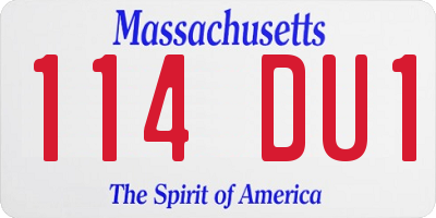MA license plate 114DU1