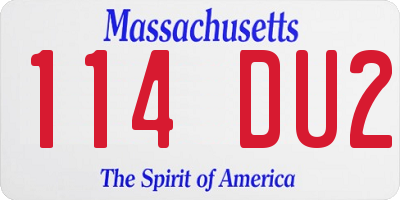 MA license plate 114DU2