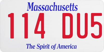 MA license plate 114DU5