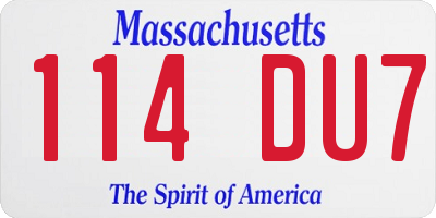 MA license plate 114DU7