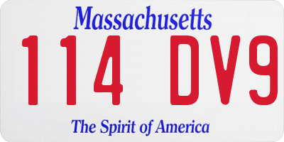 MA license plate 114DV9
