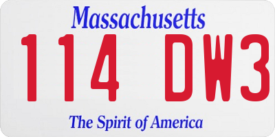 MA license plate 114DW3