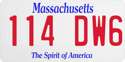 MA license plate 114DW6