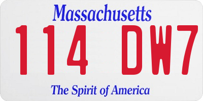 MA license plate 114DW7
