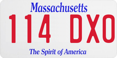 MA license plate 114DX0