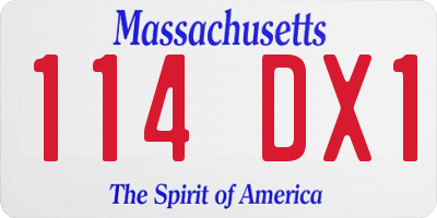 MA license plate 114DX1