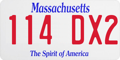 MA license plate 114DX2