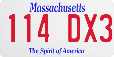 MA license plate 114DX3