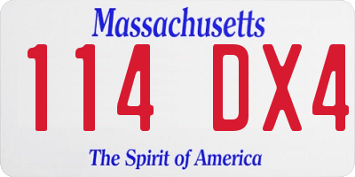MA license plate 114DX4