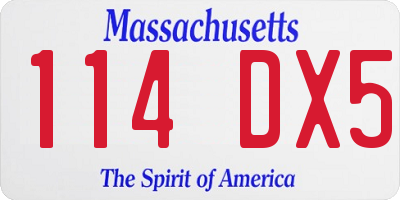 MA license plate 114DX5