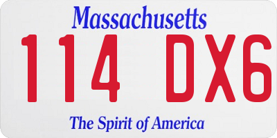 MA license plate 114DX6