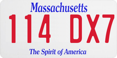 MA license plate 114DX7