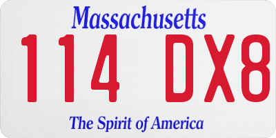 MA license plate 114DX8