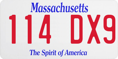 MA license plate 114DX9
