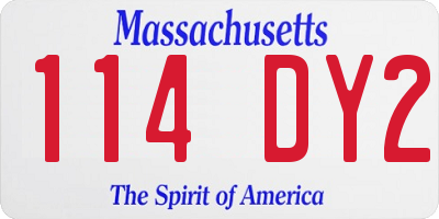MA license plate 114DY2