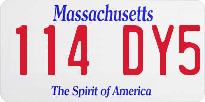 MA license plate 114DY5