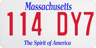 MA license plate 114DY7