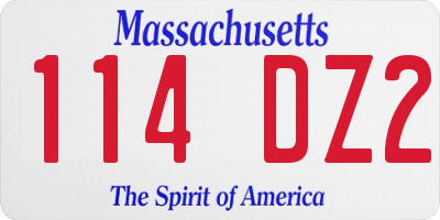 MA license plate 114DZ2