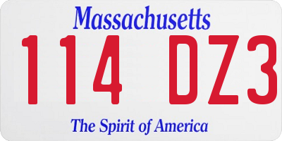 MA license plate 114DZ3