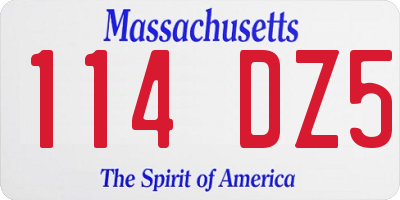 MA license plate 114DZ5