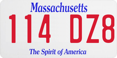 MA license plate 114DZ8