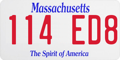 MA license plate 114ED8