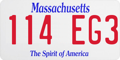 MA license plate 114EG3