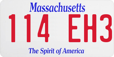 MA license plate 114EH3