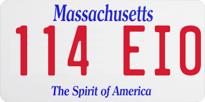 MA license plate 114EI0
