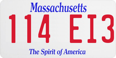MA license plate 114EI3