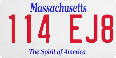 MA license plate 114EJ8