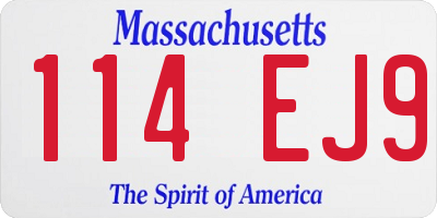 MA license plate 114EJ9