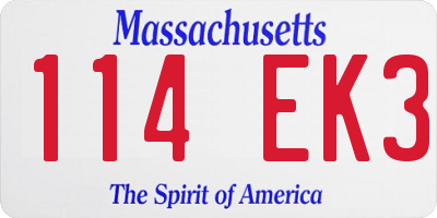 MA license plate 114EK3