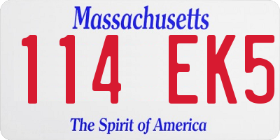 MA license plate 114EK5