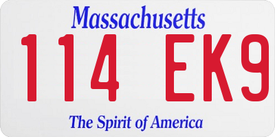 MA license plate 114EK9